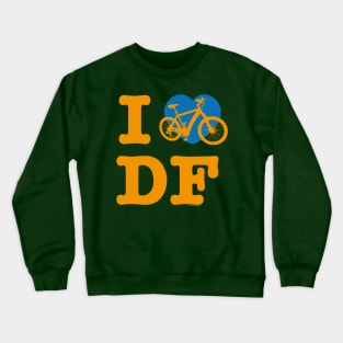 I Love Cycling DF Orenge Blue / Yo Amo andar en Bicicleta en el DF / Chilango Pride / Orgullo Chilango Graphic Crewneck Sweatshirt